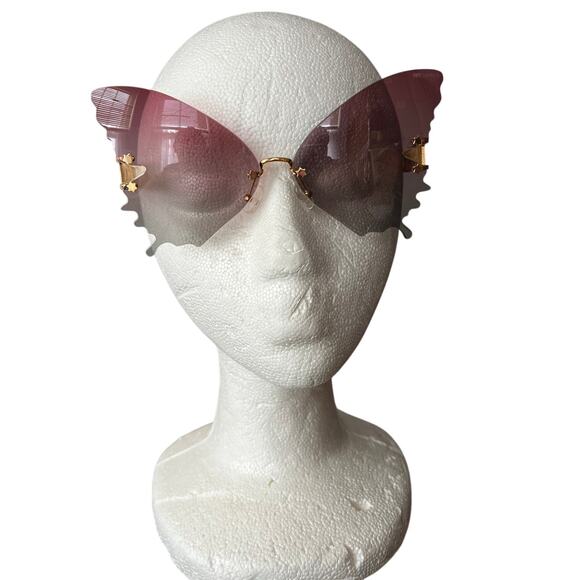 Poppy Lissiman Butterfly Shaped Sunglasses Pink Gradient. - Picture 1 of 4